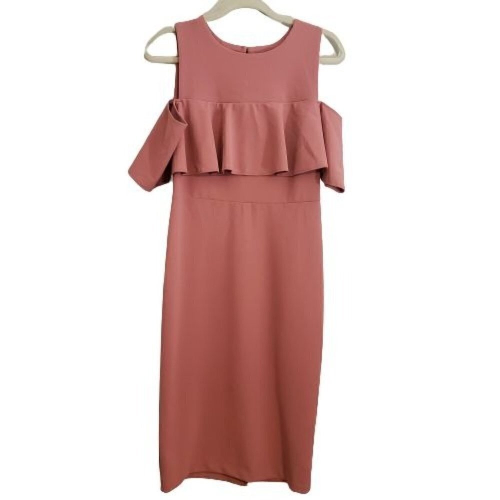 New York & Company Stretch cold shoulder ruffle dress size 2 NWT